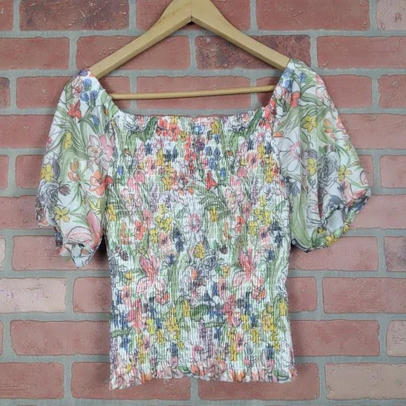 Anthropologie Floral Aurelia Smocked Top - Picture 10 of 12